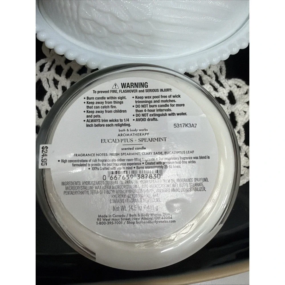 Bath & Body Works Stress Relief 3-Wick Candle Eucalyptus Spearmint Aromatherapy